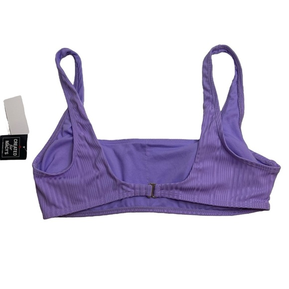 Salt + Cove Ribbed Square-Neck Bikini Top & V-Waist Bikini Bottoms Purple XL New - Picture 4 of 9